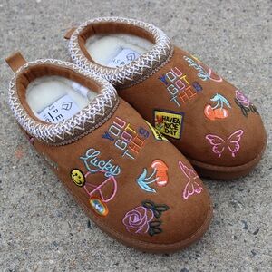 Girl's Cognac Multi Color Slip-On Mule Flats Sz 1